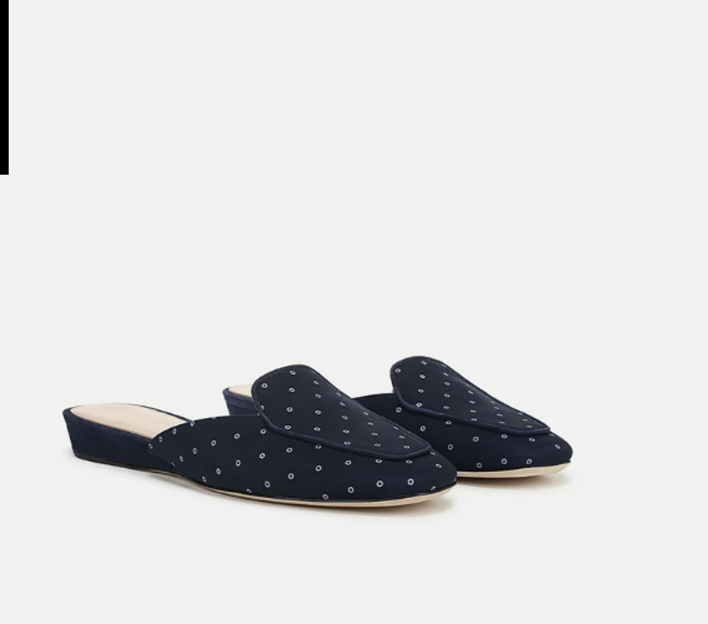 NIB Veronica Beard Moritz Printed Loafer Mule Size US 7M Navy